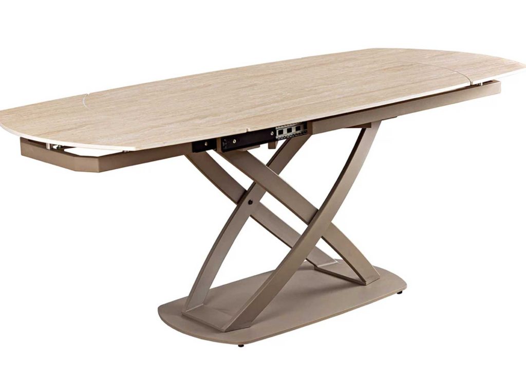 Table à manger extensible aspect travertin 130-190 cm Avarea