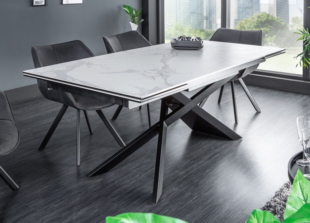 Table à manger extensible céramique 180-260 cm aspect marbre