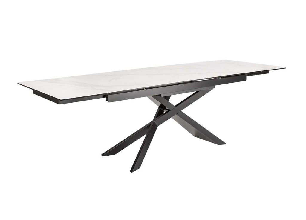 Table à manger extensible céramique 180-260 cm aspect marbre