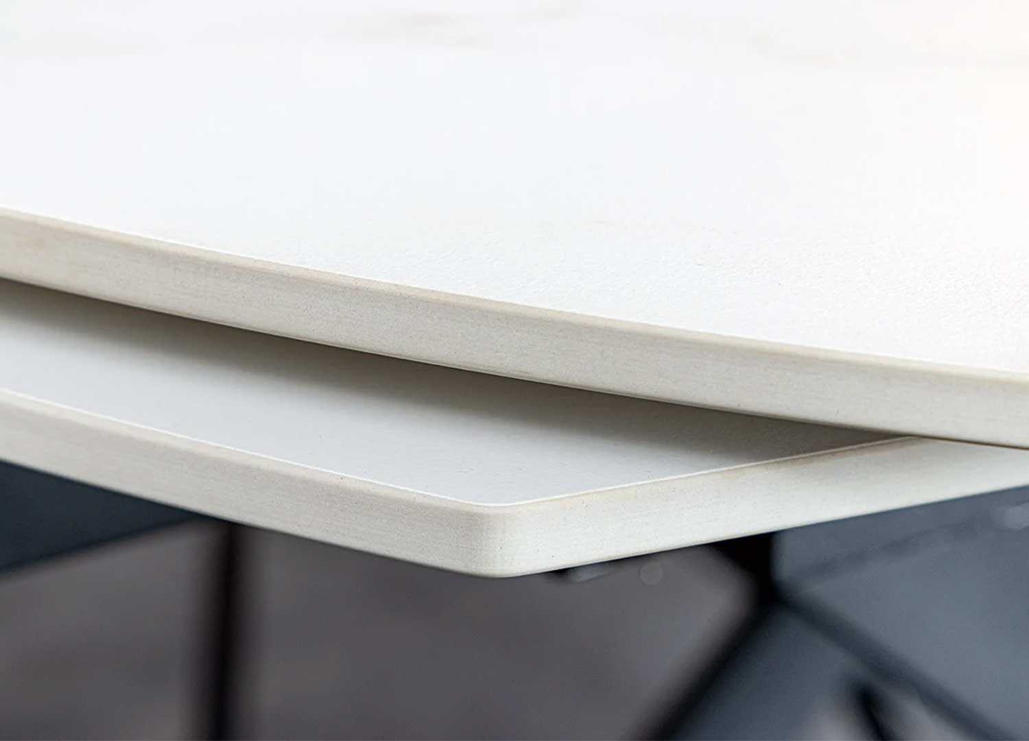 Table à manger extensible céramique marbre blanc 130-190 cm Avarea