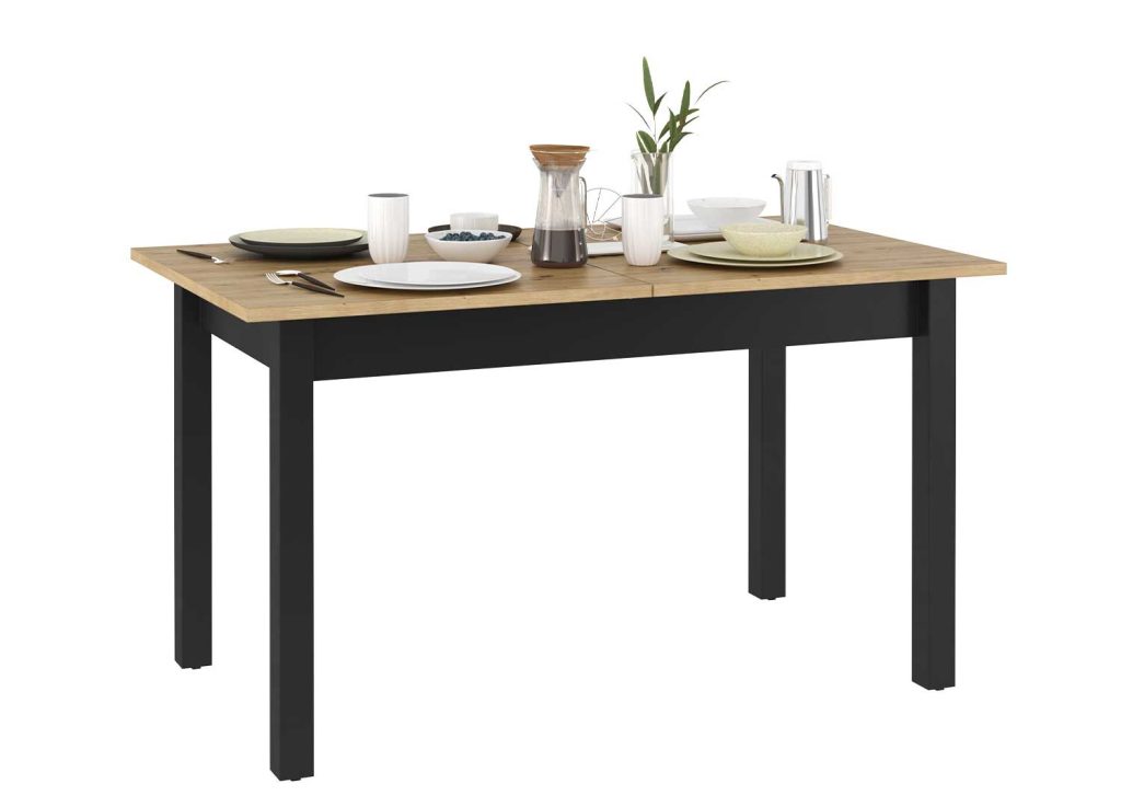 Table à manger extensible chêne artisan et noir Edge