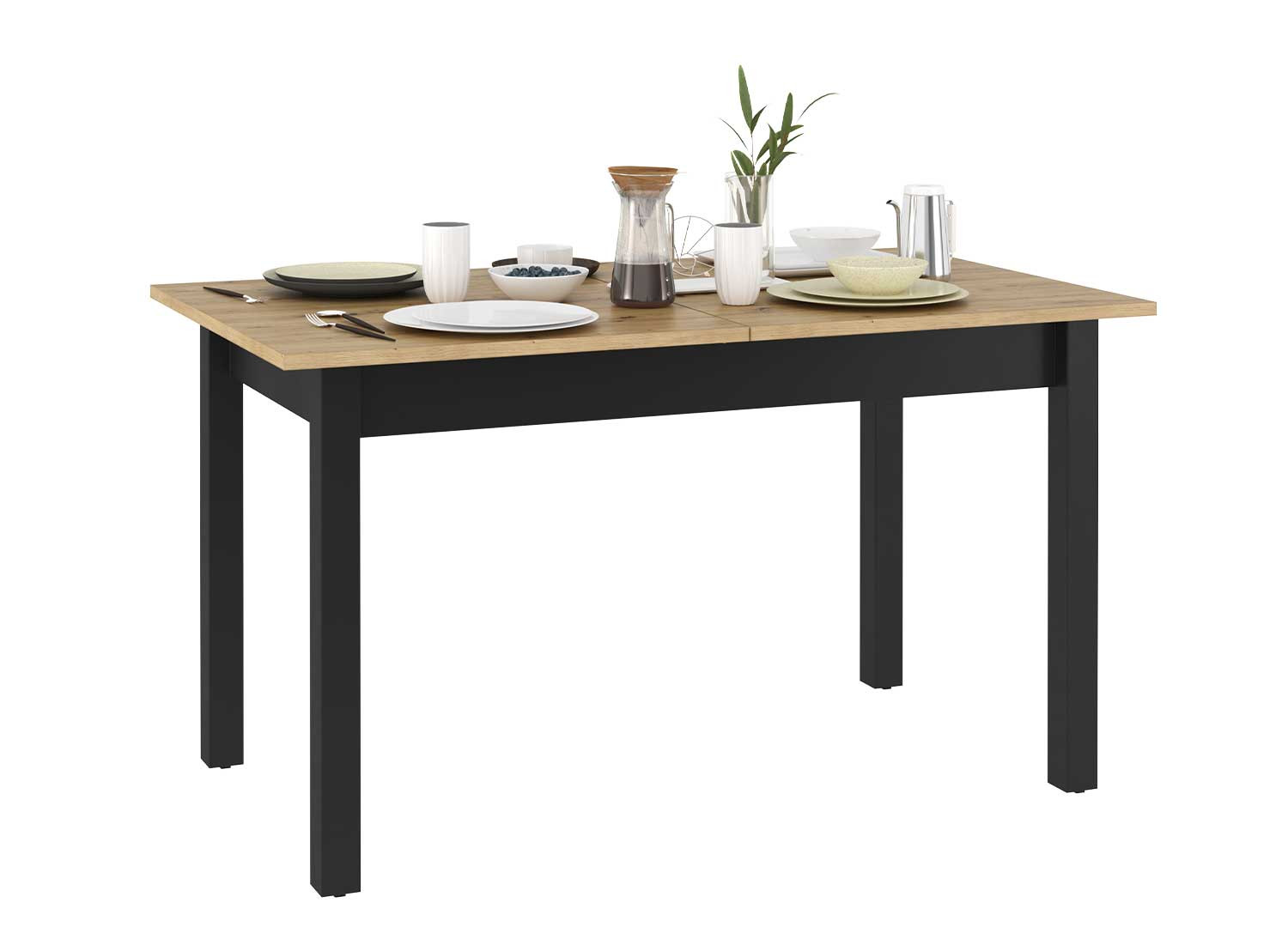 Table à manger extensible chêne artisan et noir Edge