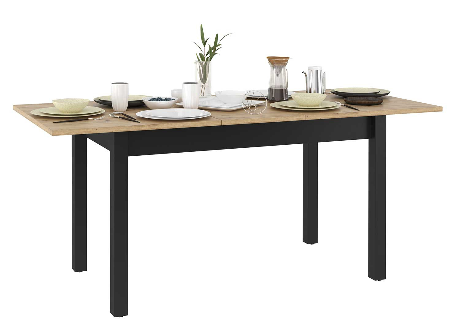 Table à manger extensible chêne artisan et noir Edge