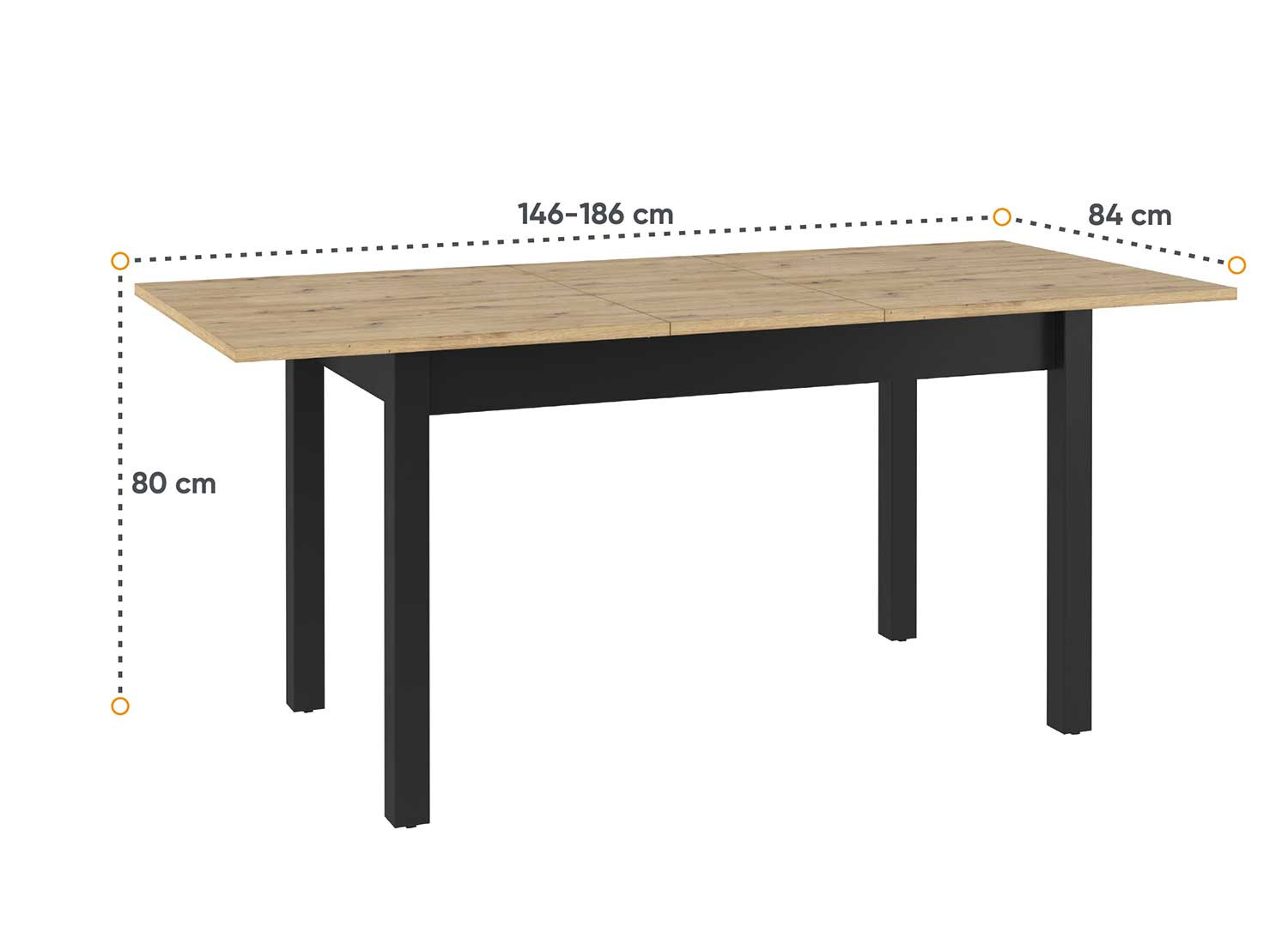 Table à manger extensible chêne artisan et noir Edge