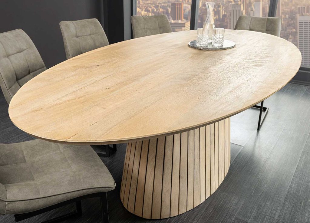Table à manger massive ovale 220 cm et pied central Joyce