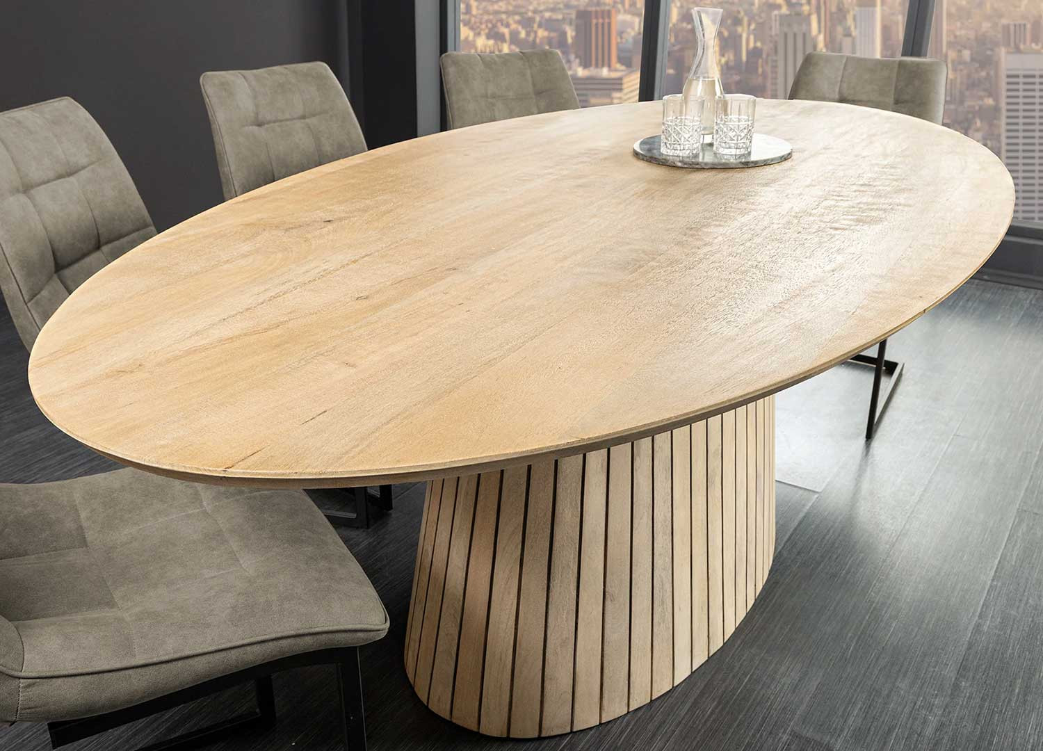 Table à manger massive ovale 220 cm et pied central Joyce