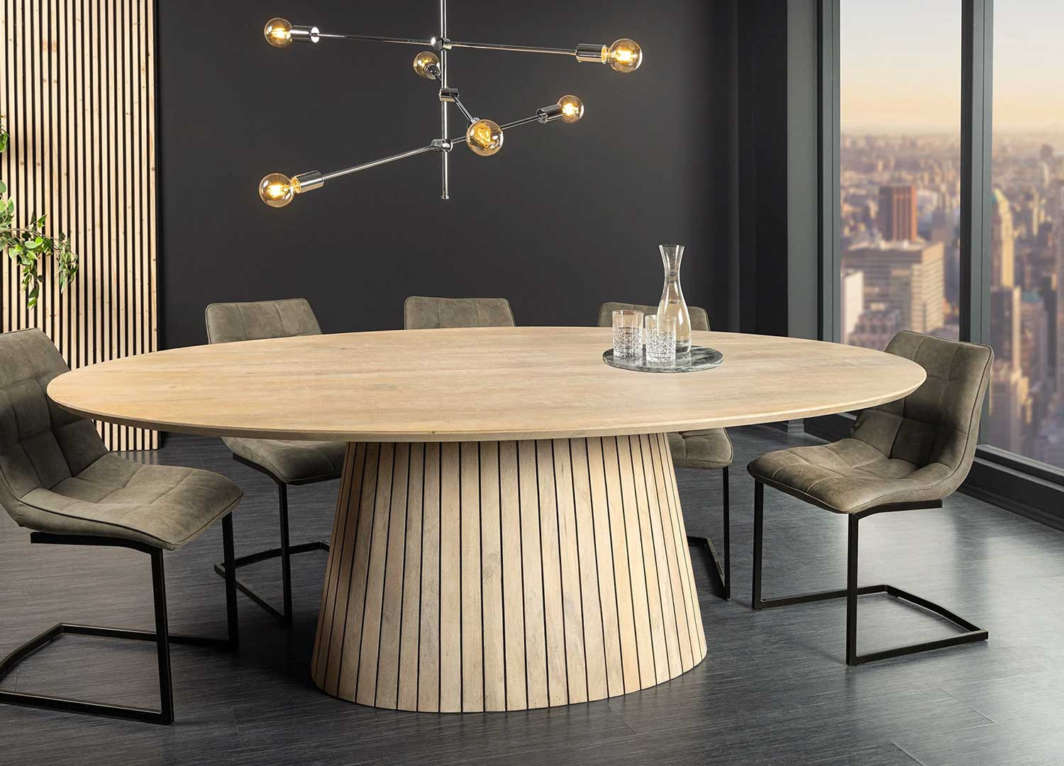 Table à manger massive ovale 220 cm et pied central Joyce