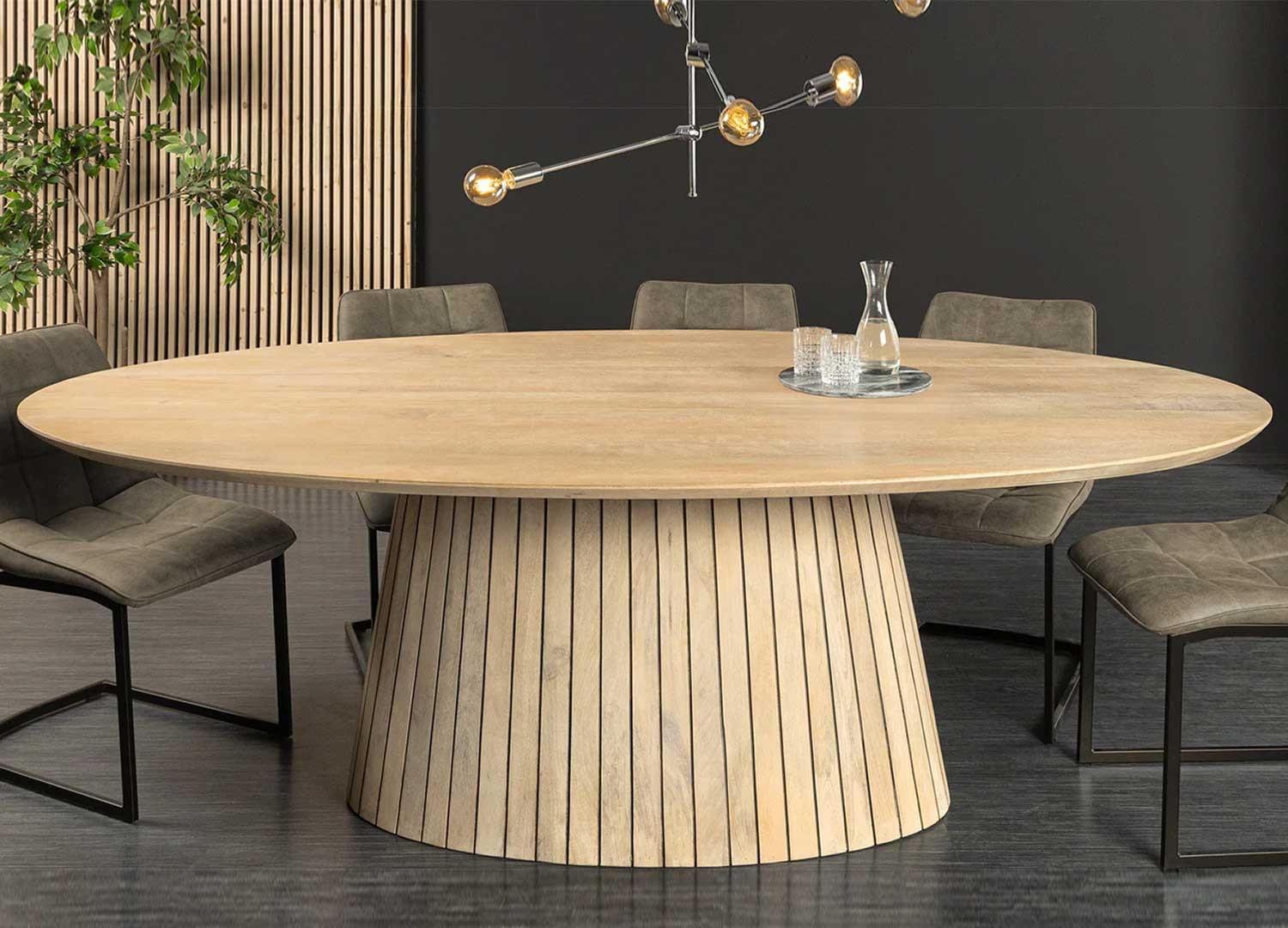 Table à manger massive ovale 220 cm et pied central Joyce