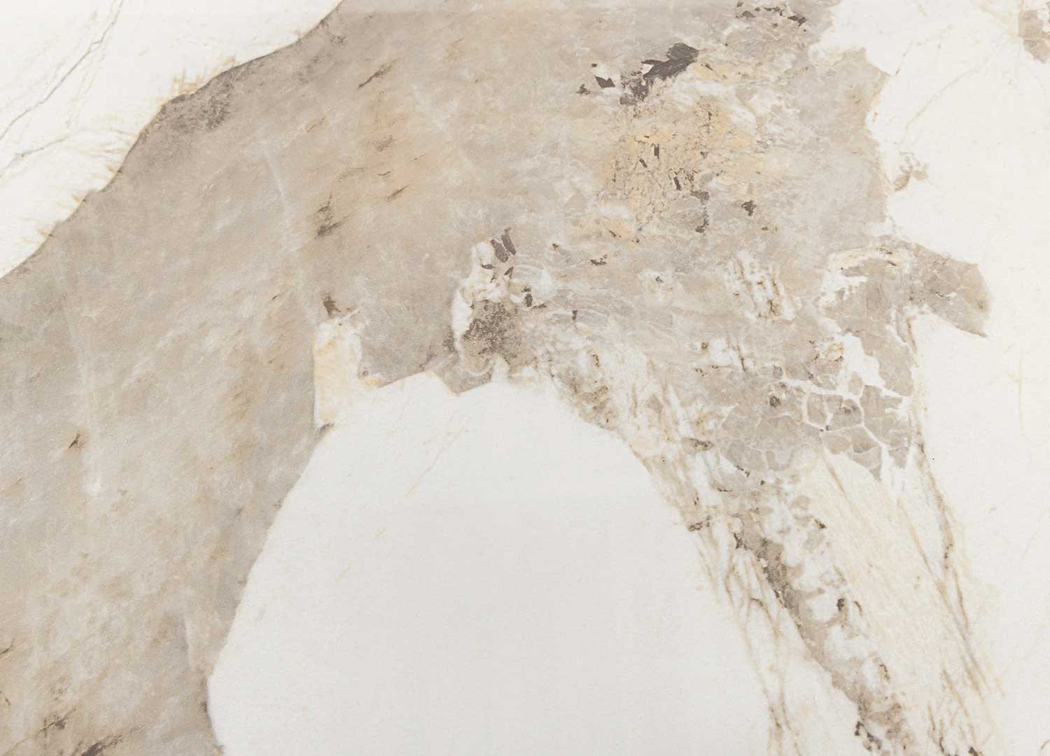 Table à manger ovale 200 cm céramique marbre blanc et bois Calista