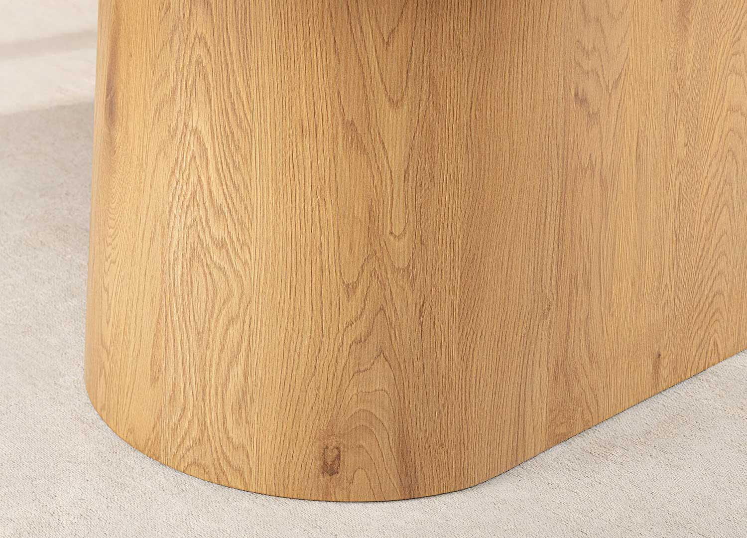 Table à manger ovale 200 cm céramique marbre blanc et bois Calista