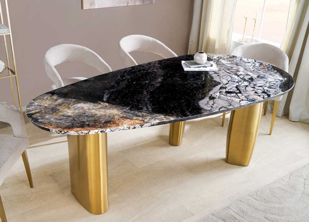 Table à manger ovale 200 cm en marbre Ethan