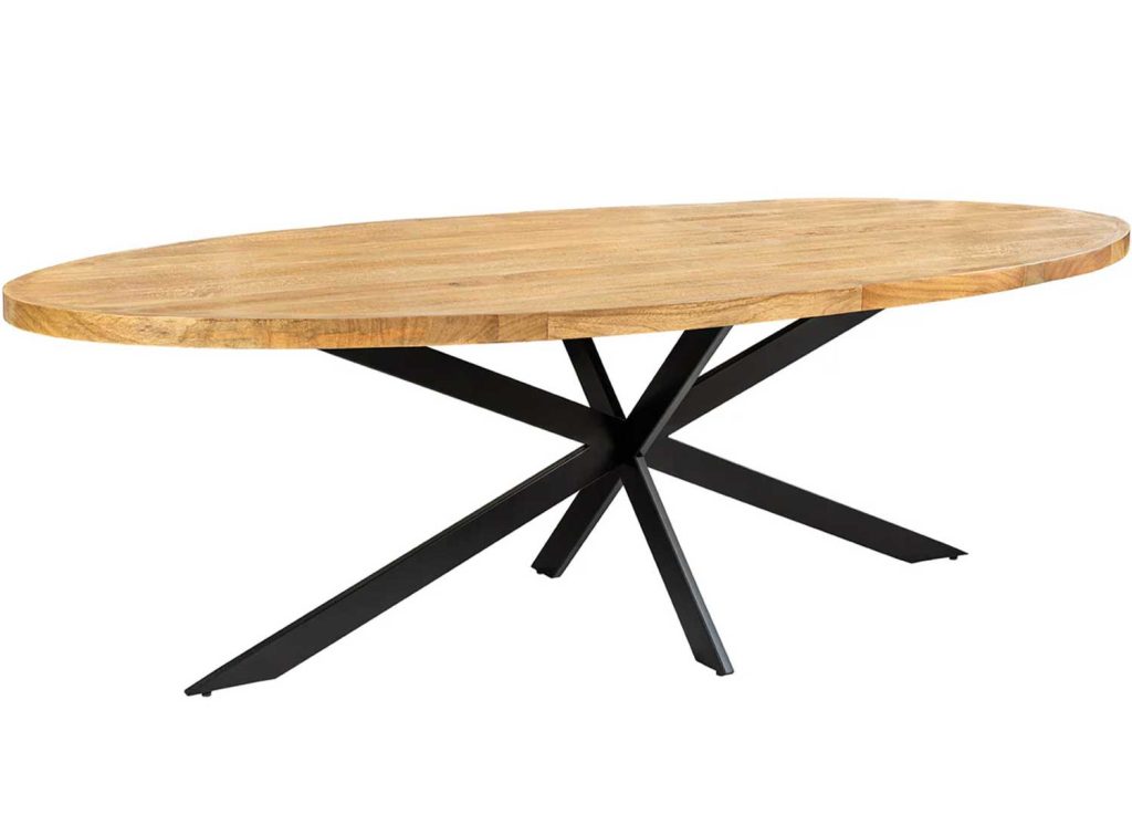 Table à manger ovale en manguier et métal noir Tilio