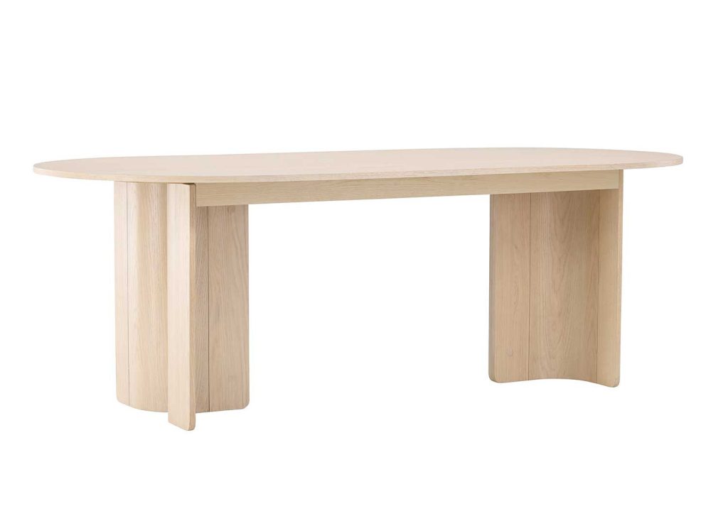 Table à manger ovale MDF 220 cm bois clair TYRESO
