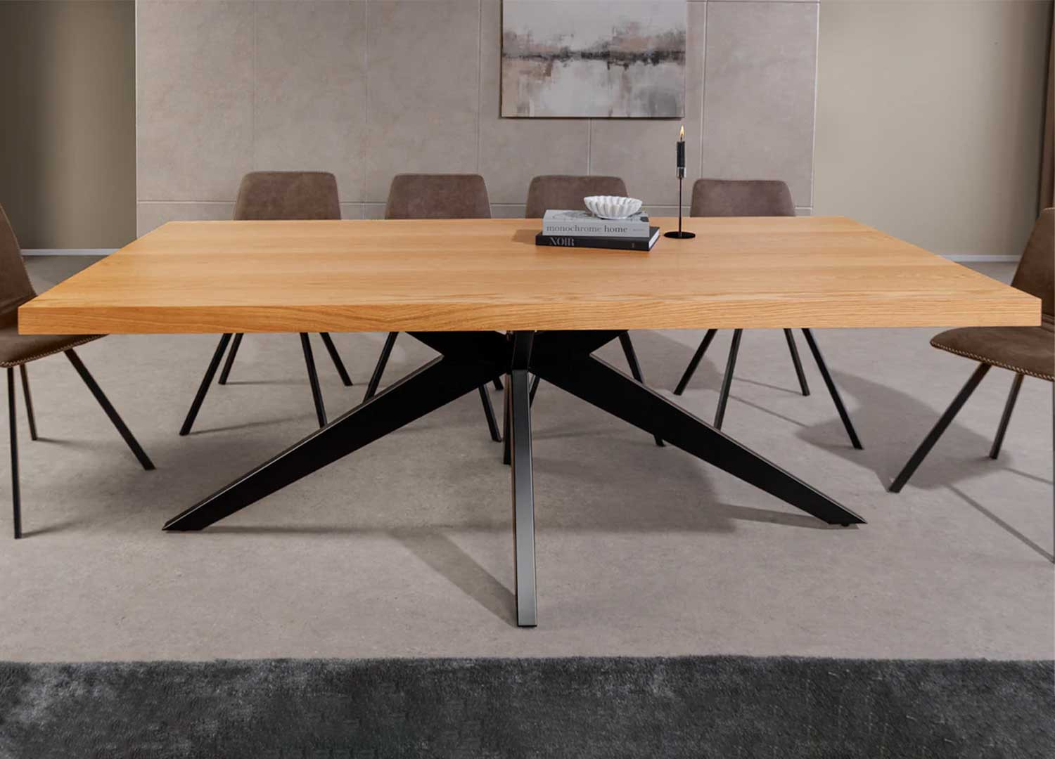 Table à manger rectangulaire aspect chêne 2m Anaya