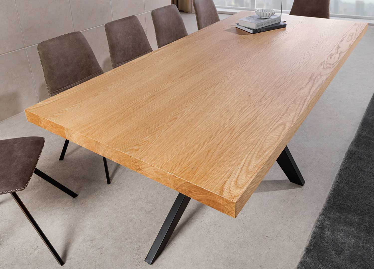 Table à manger rectangulaire aspect chêne 2m Anaya