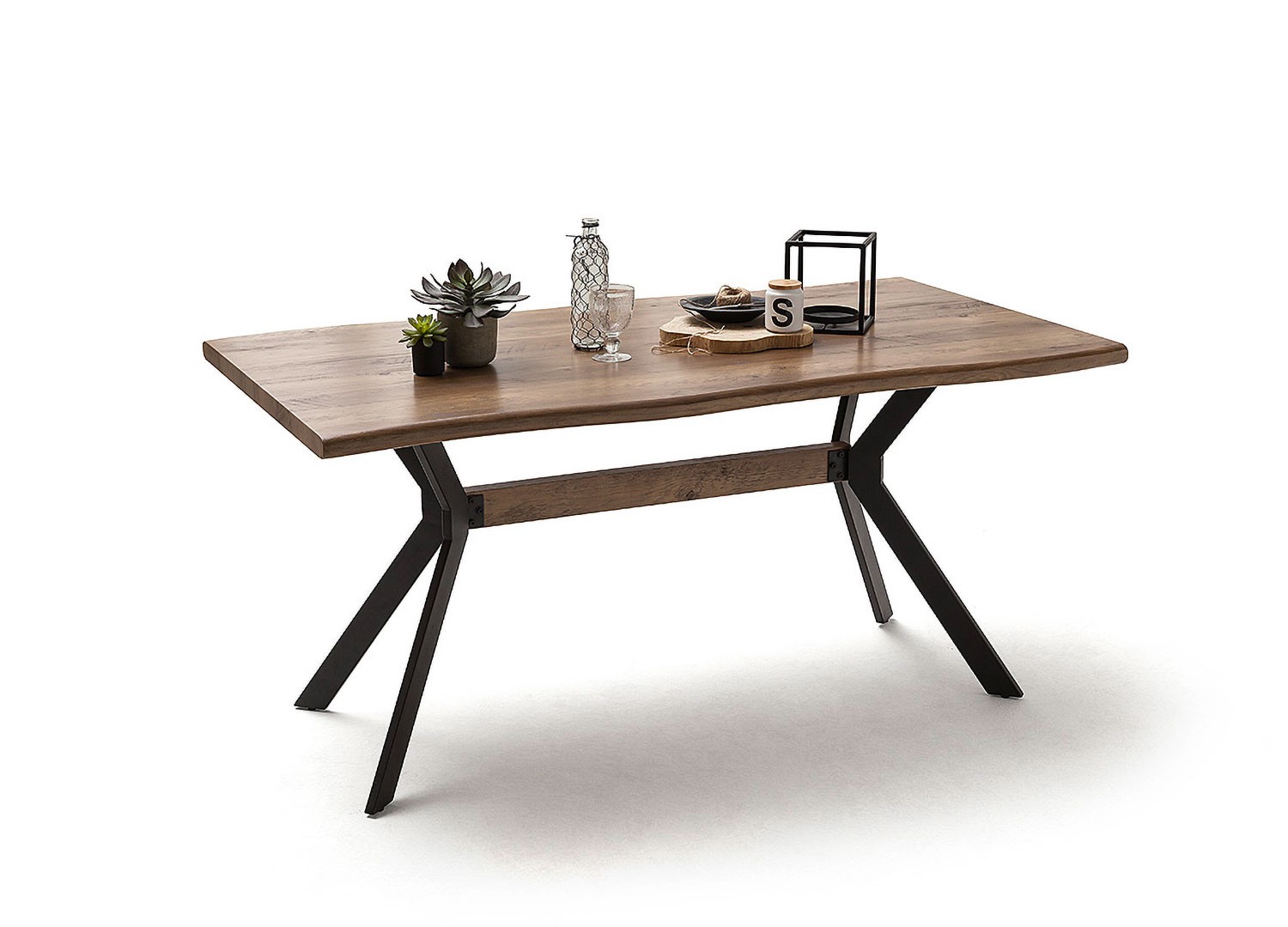 Table à manger rectangulaire chêne et métal noir