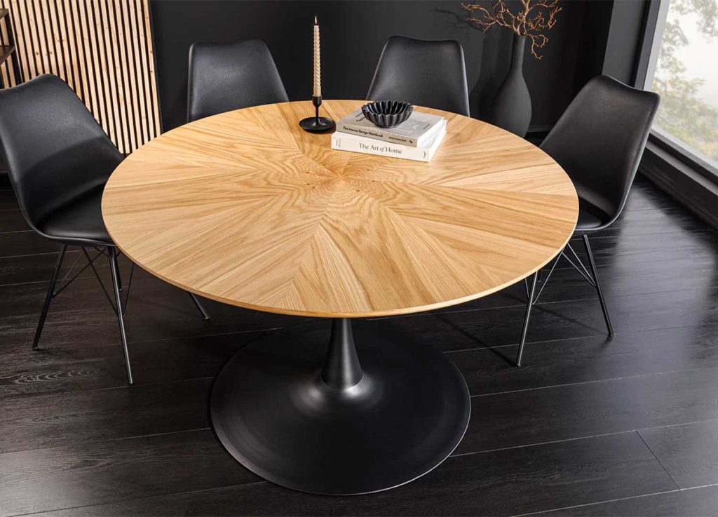 Table à manger ronde aspect chêne 120 cm Anaya