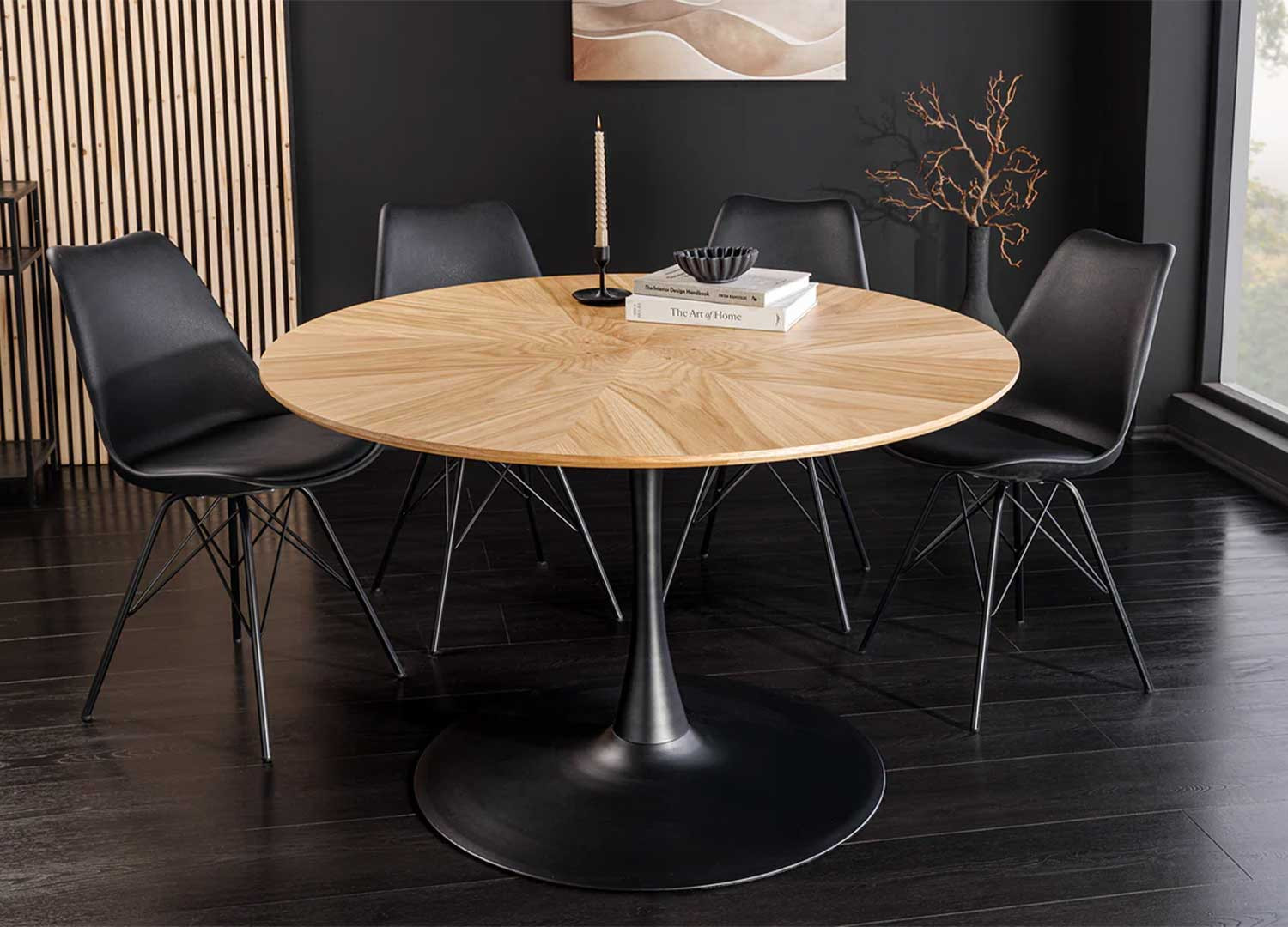 Table à manger ronde aspect chêne 120 cm Anaya