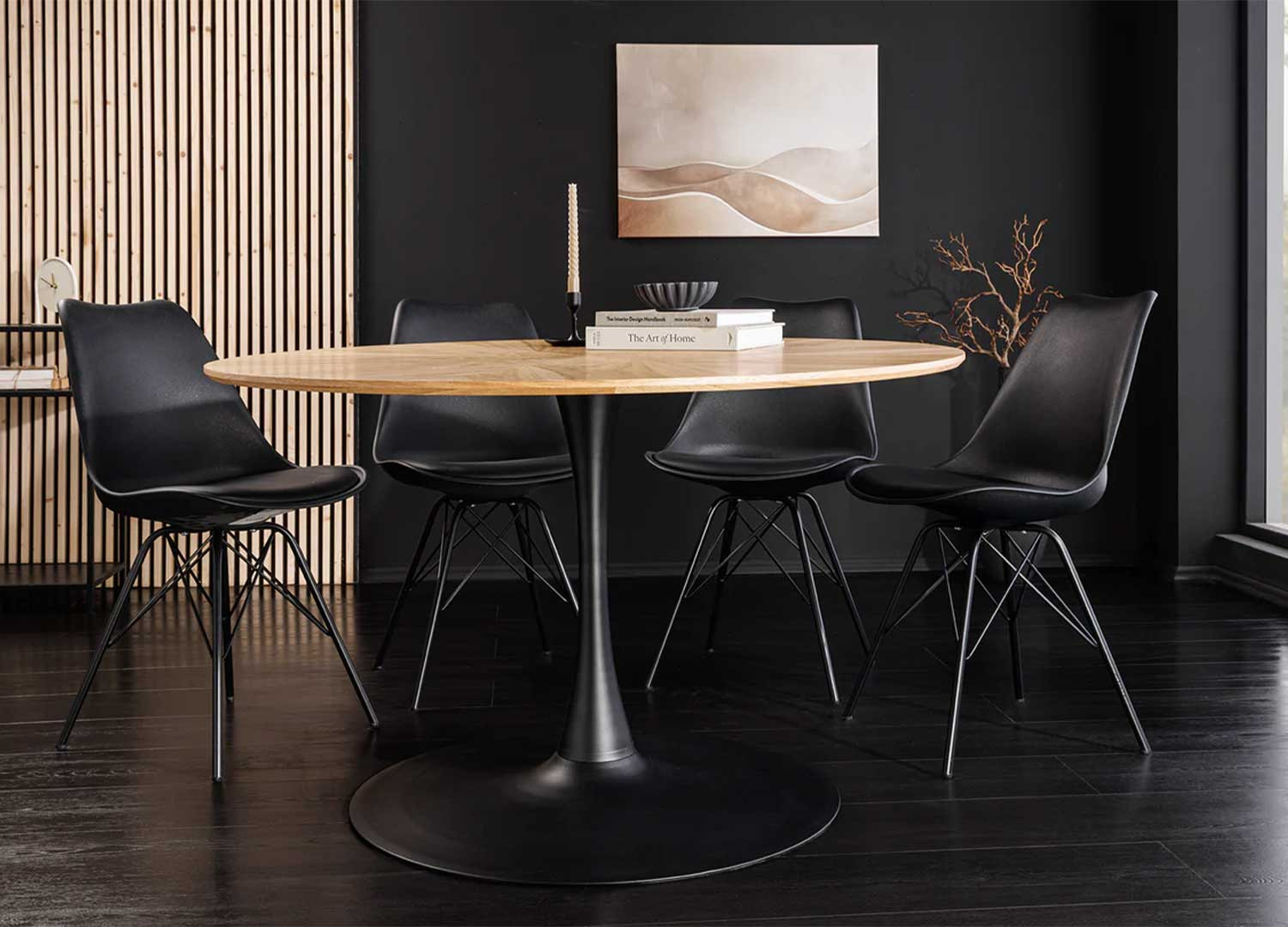 Table à manger ronde aspect chêne 120 cm Anaya