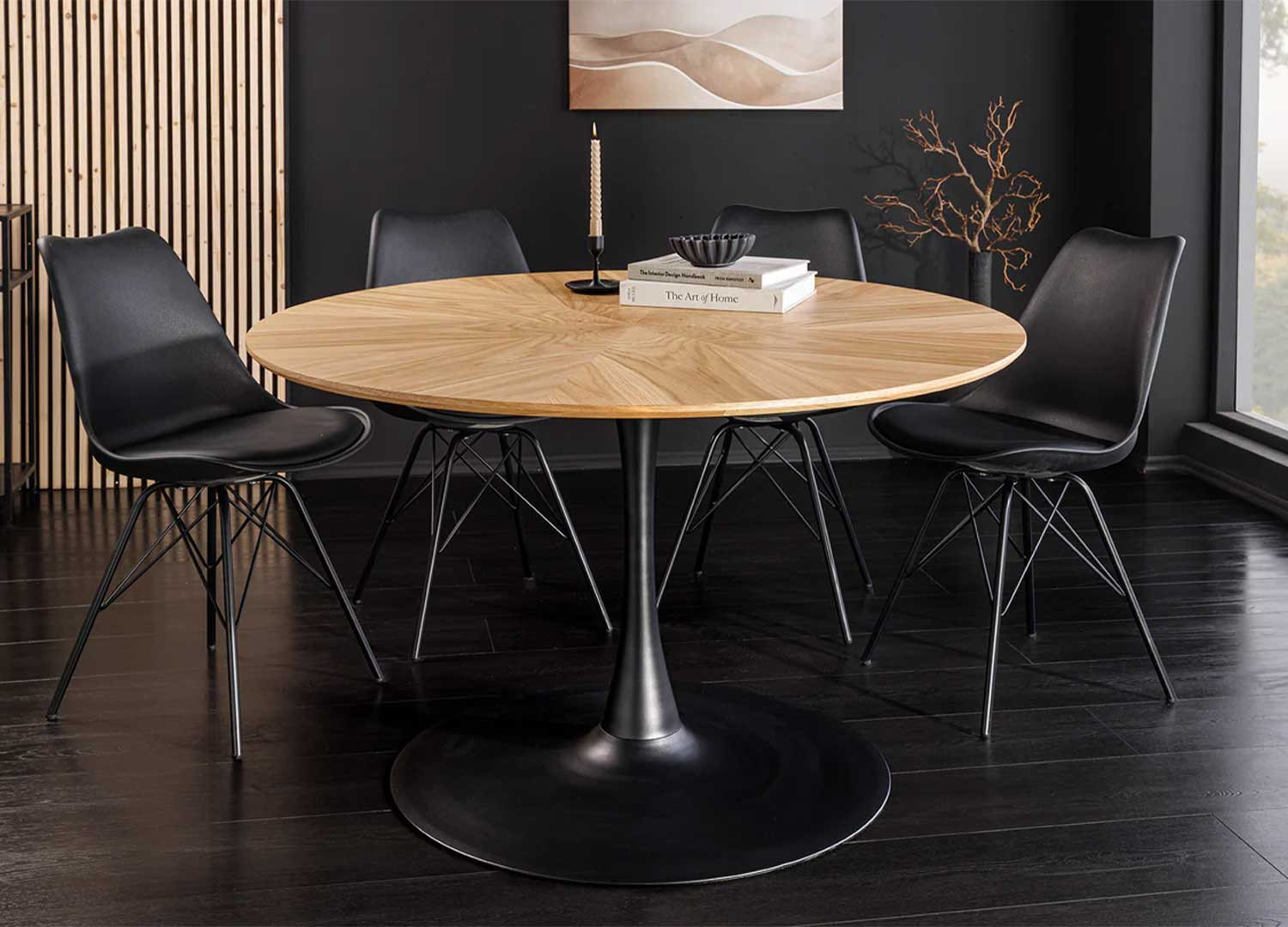 Table à manger ronde aspect chêne 120 cm Anaya