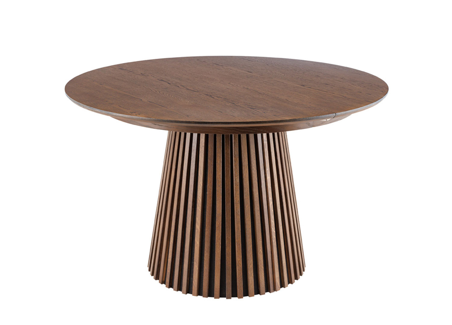 Table à manger ronde avec allonges chêne foncé