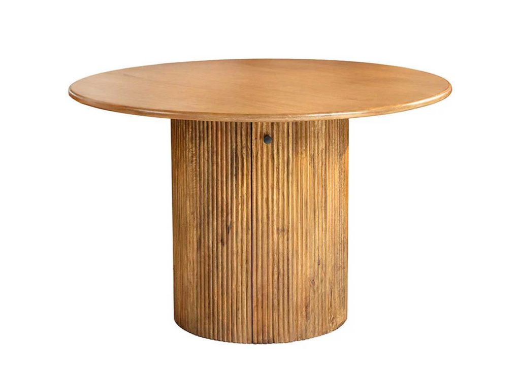 Table à manger ronde avec rangement en manguier Riven