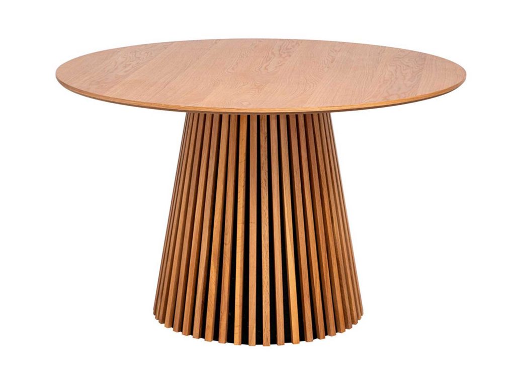 Table à manger ronde en bois chêne naturel 120 cm