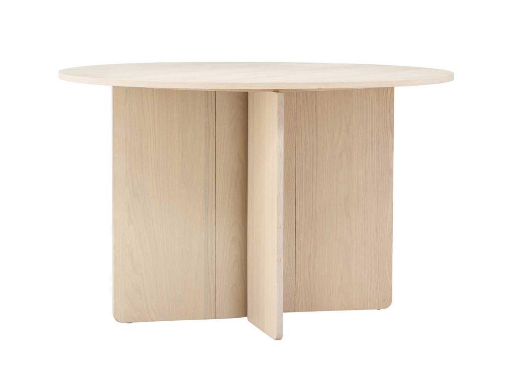 Table à manger ronde en MDF imitation chêne blanchi TYRESO