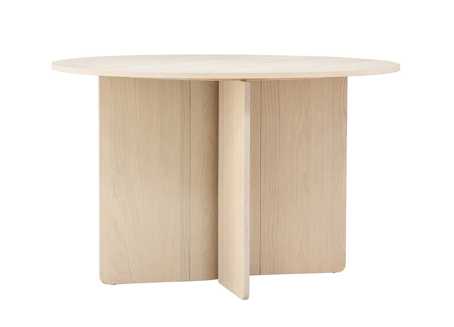 Table à manger ronde en MDF imitation chêne blanchi TYRESO