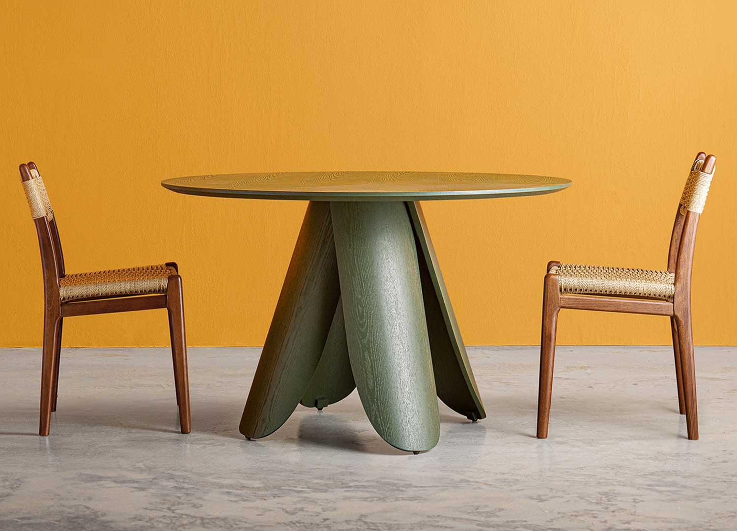 Table à manger ronde verte 120 cm Casablanca