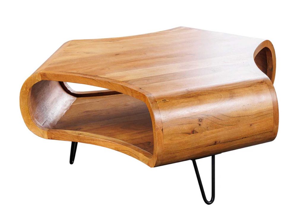 Table basse 90 cm en acacia finition miel Nivor