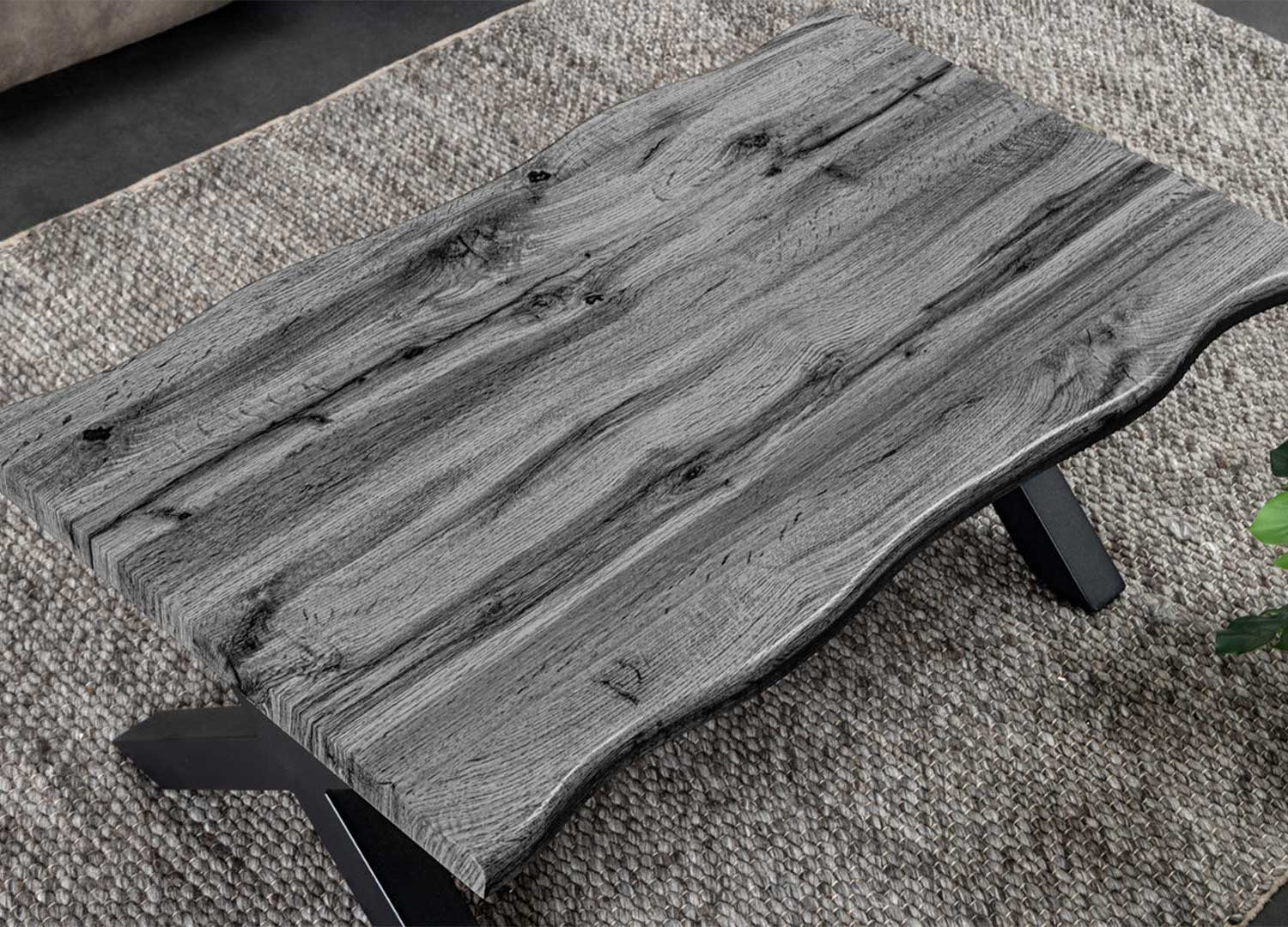 Table basse 90 cm en bois aspect chêne sauvage gris Joka