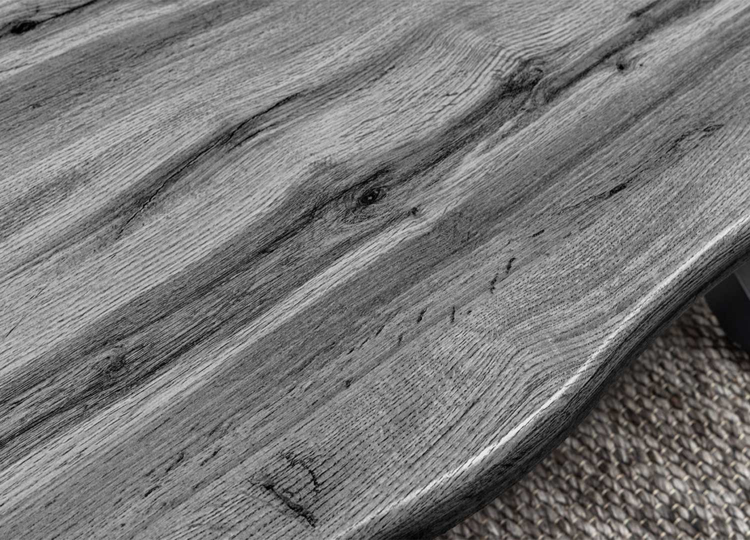 Table basse 90 cm en bois aspect chêne sauvage gris Joka