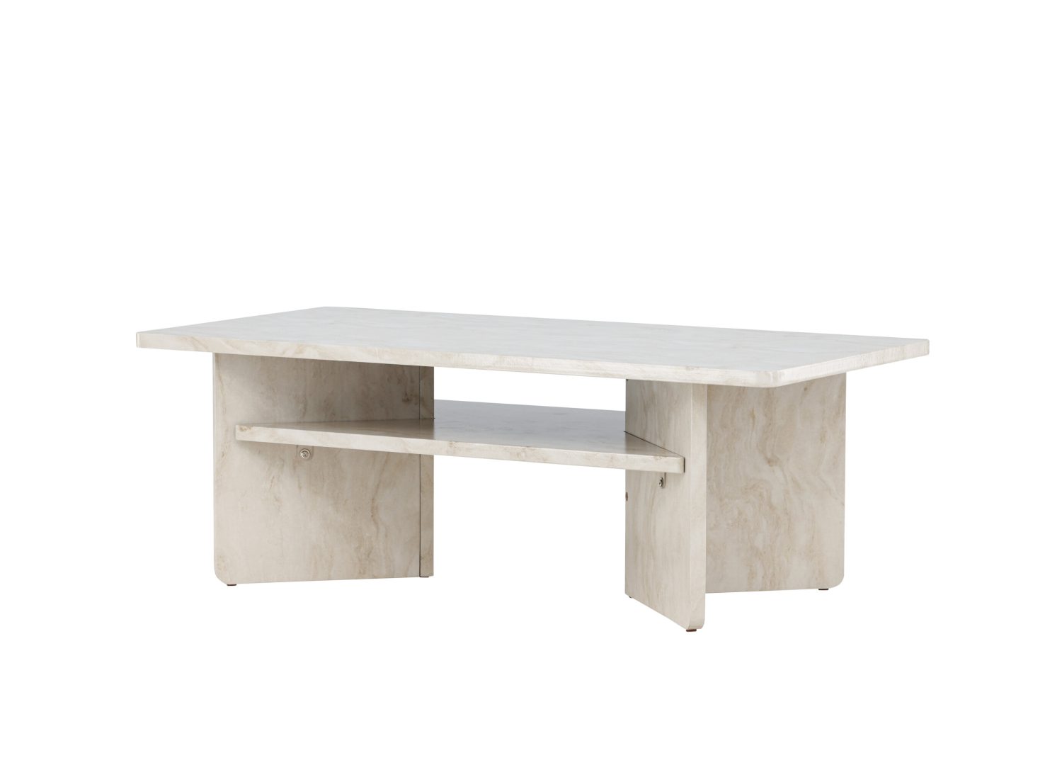 Vue produit de la table basse Ålesund beige en effet marbre
