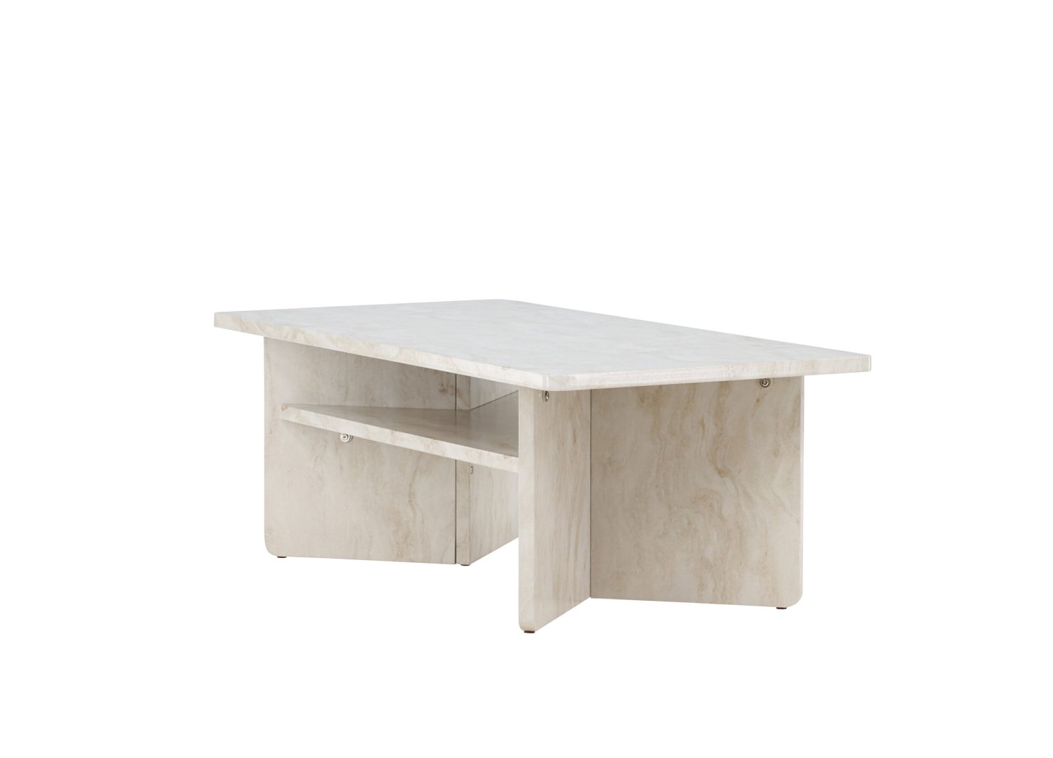 Vue produit de la table basse Ålesund beige en effet marbre