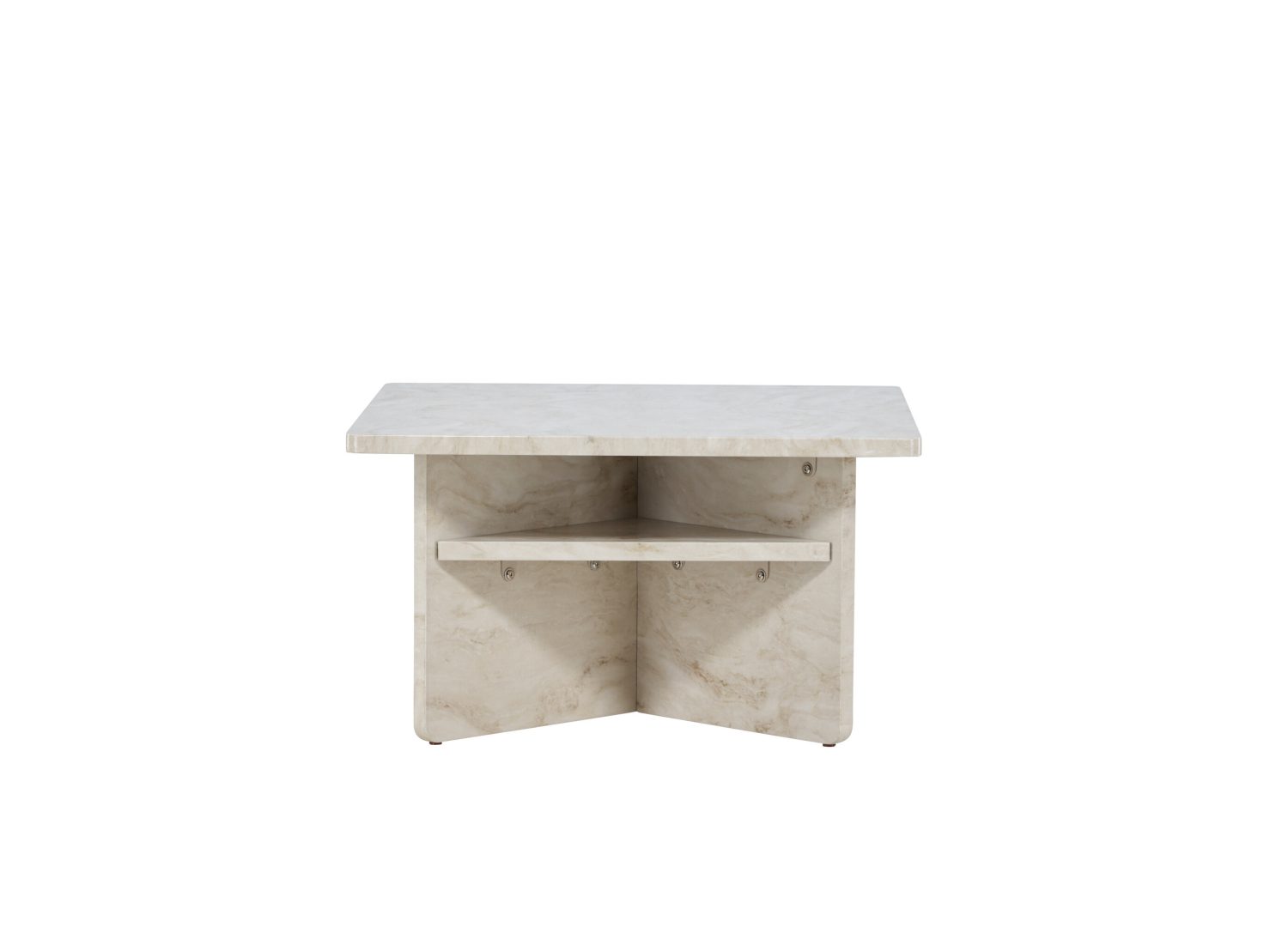 Table basse carrée Ålesund effet marbre beige 75 cm sur fond blanc