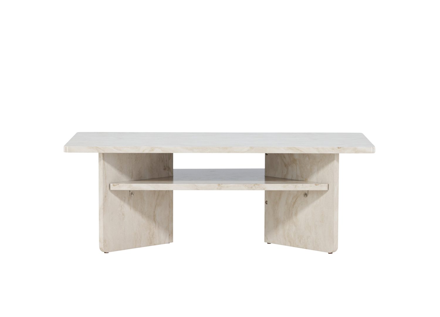 Table basse Ålesund effet marbre beige 120 cm sur fond blanc