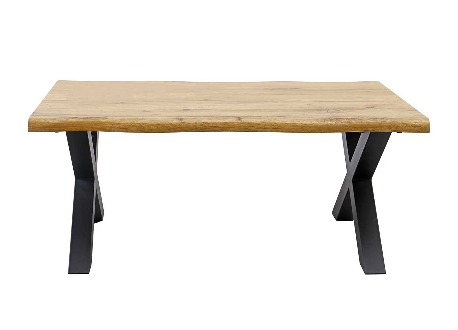 Table basse aspect chêne sauvage et pieds en X 90 cm Joka