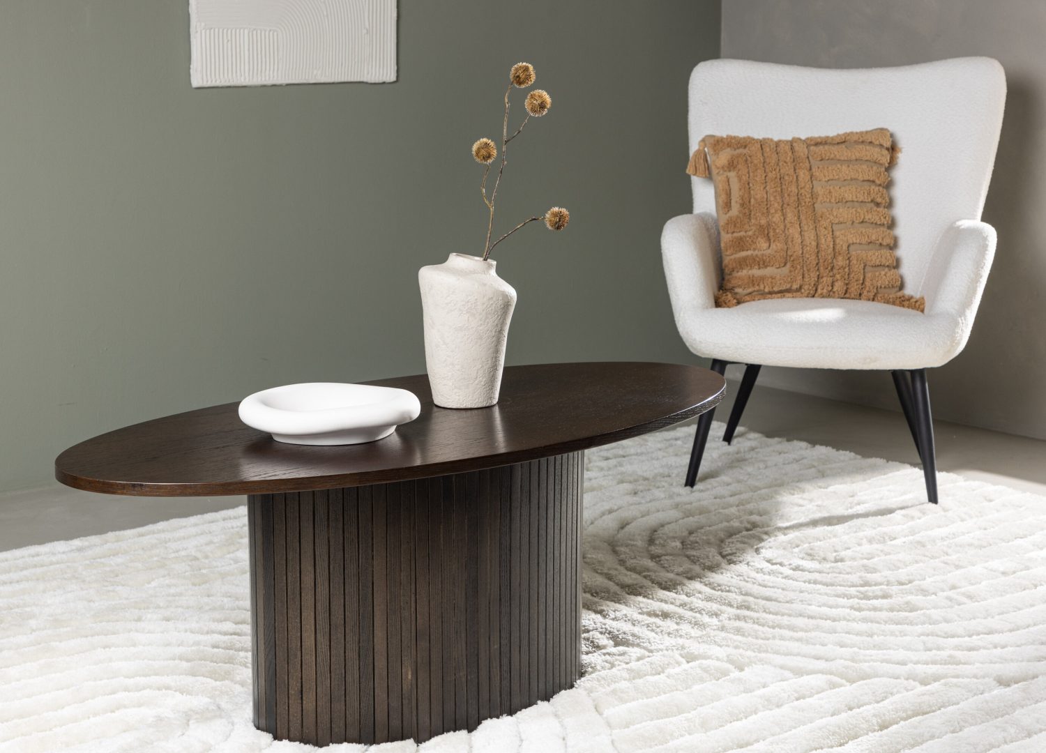Table basse Bianca moka dans un salon contemporain
