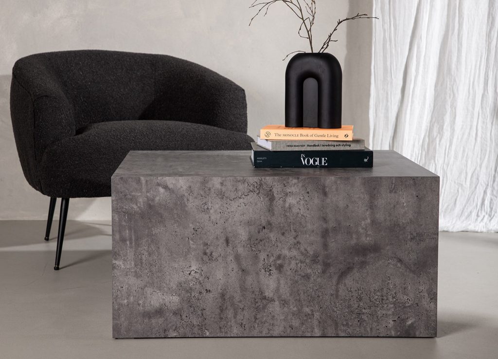 Table basse bloc gris foncé chiné 80 cm