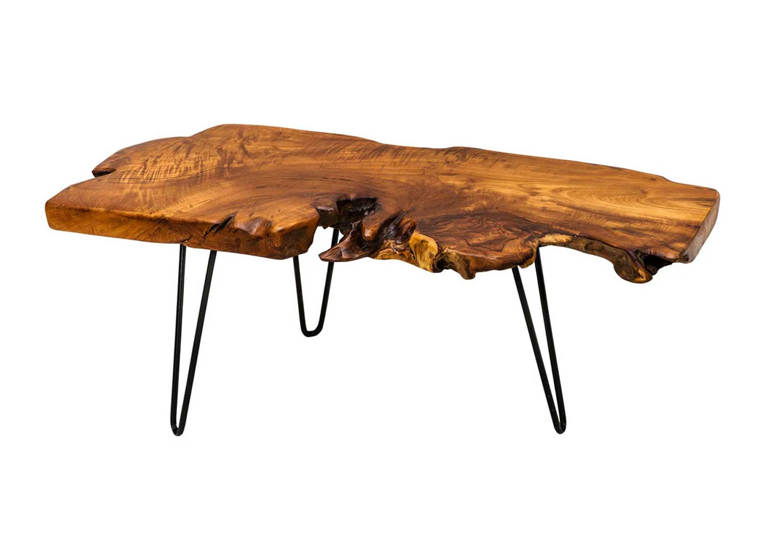 Table basse bois de teck et métal 100 cm