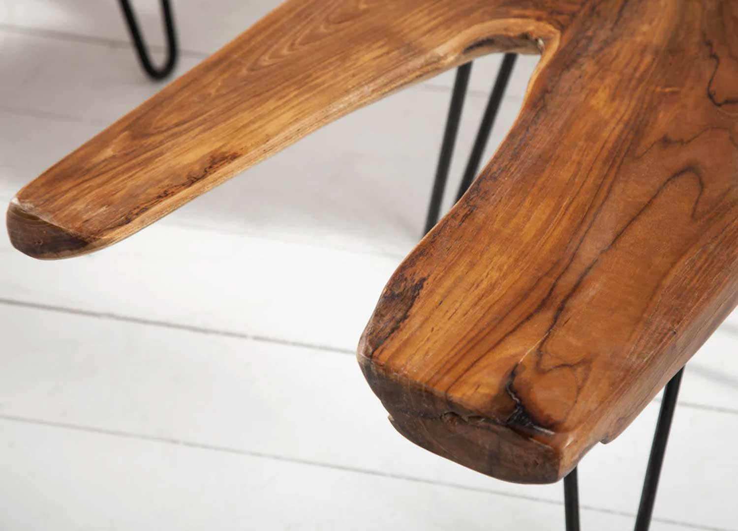 Table basse bois de teck et métal 100 cm