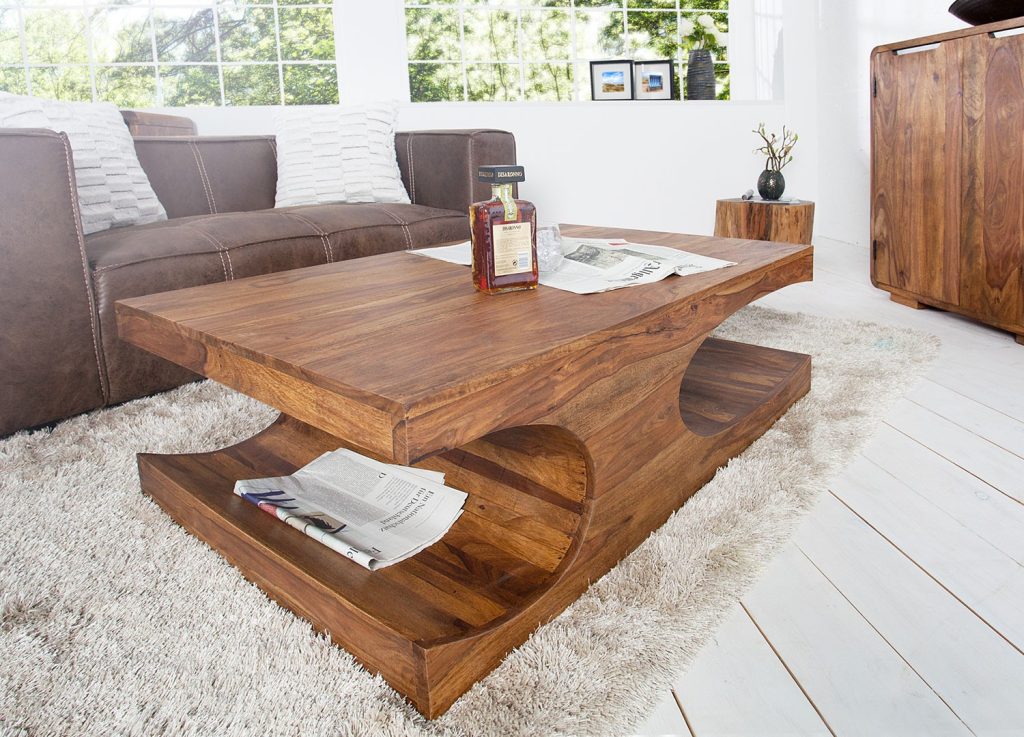 Table basse bois massif sesham 120 cm