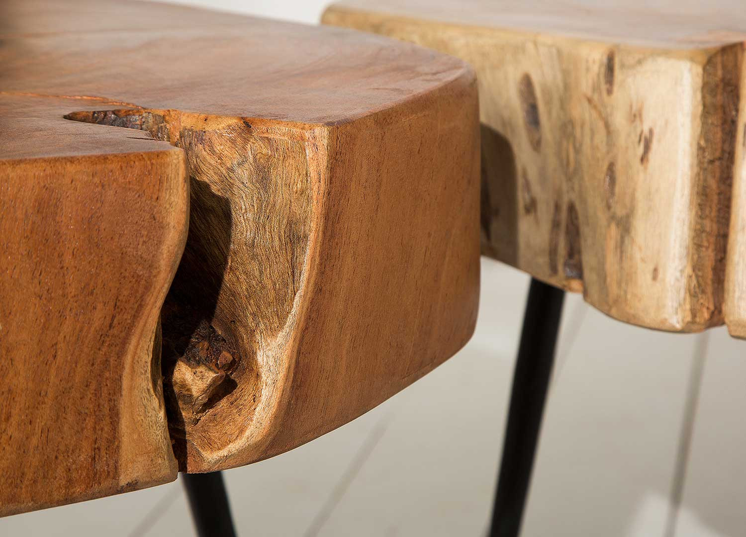 Table basse bois tronc d'arbre rustique