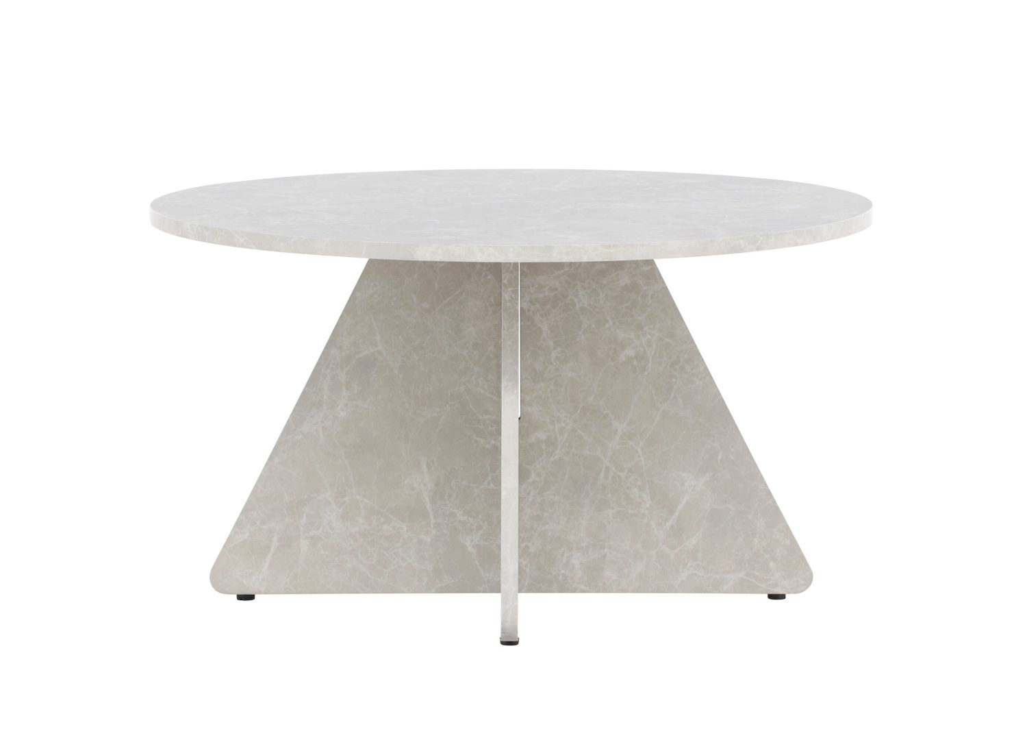 Table basse ronde Bootcut effet marbre beige 80 cm sur fond blanc