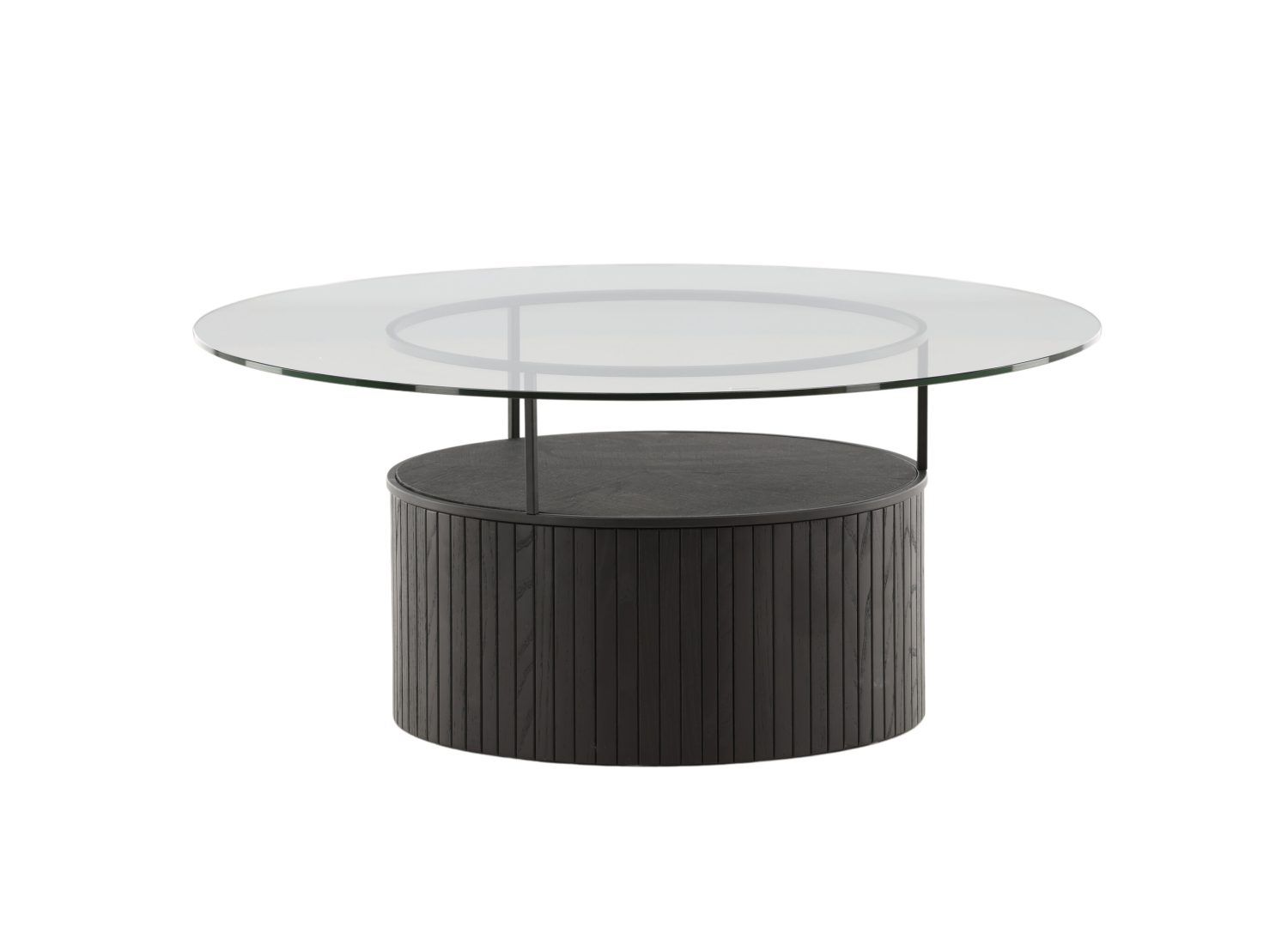 Table basse ronde Bovall frêne noir 90 cm sur fond blanc