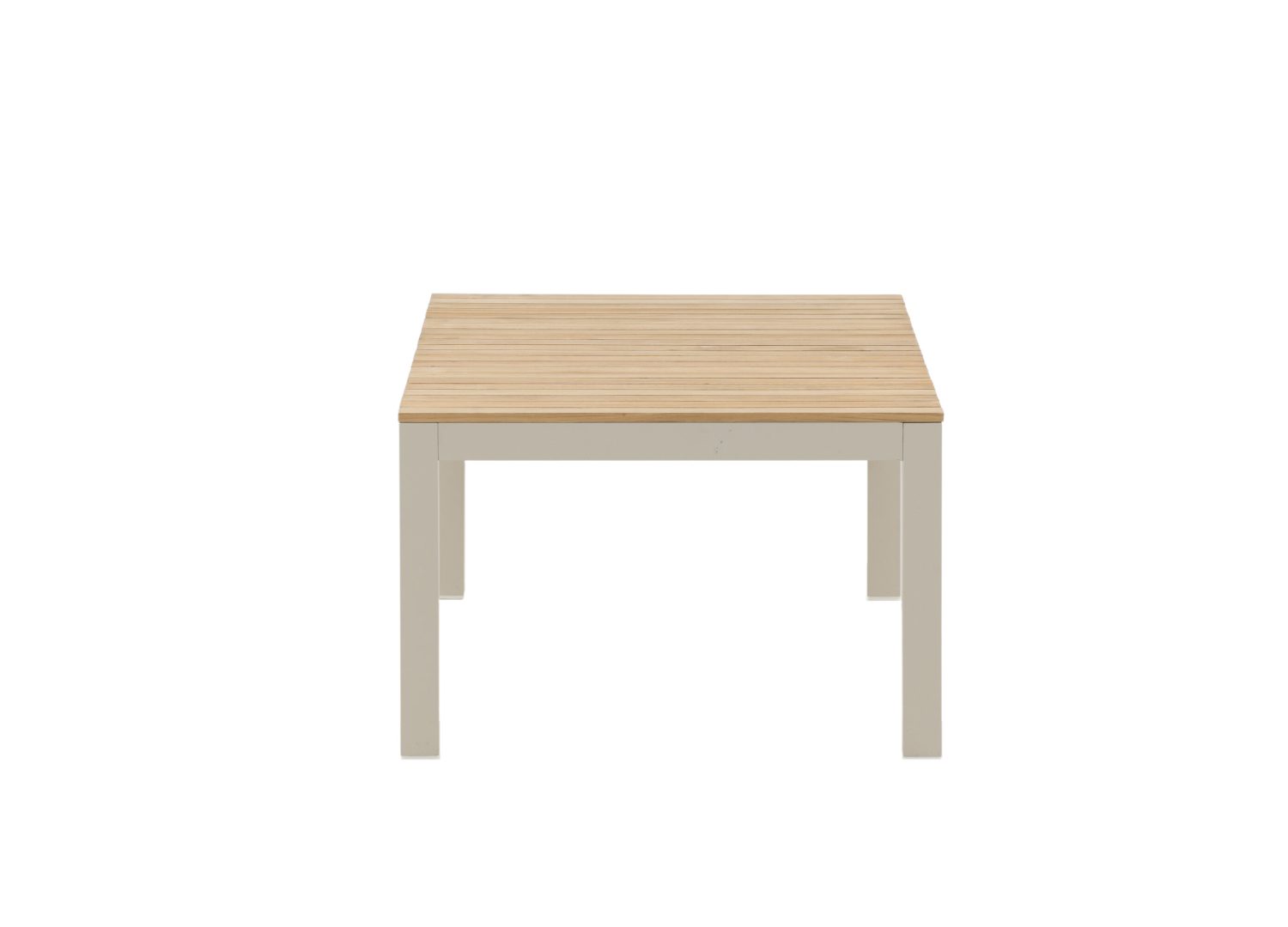 Table basse Brasilia teck beige 120 cm sur fond blanc