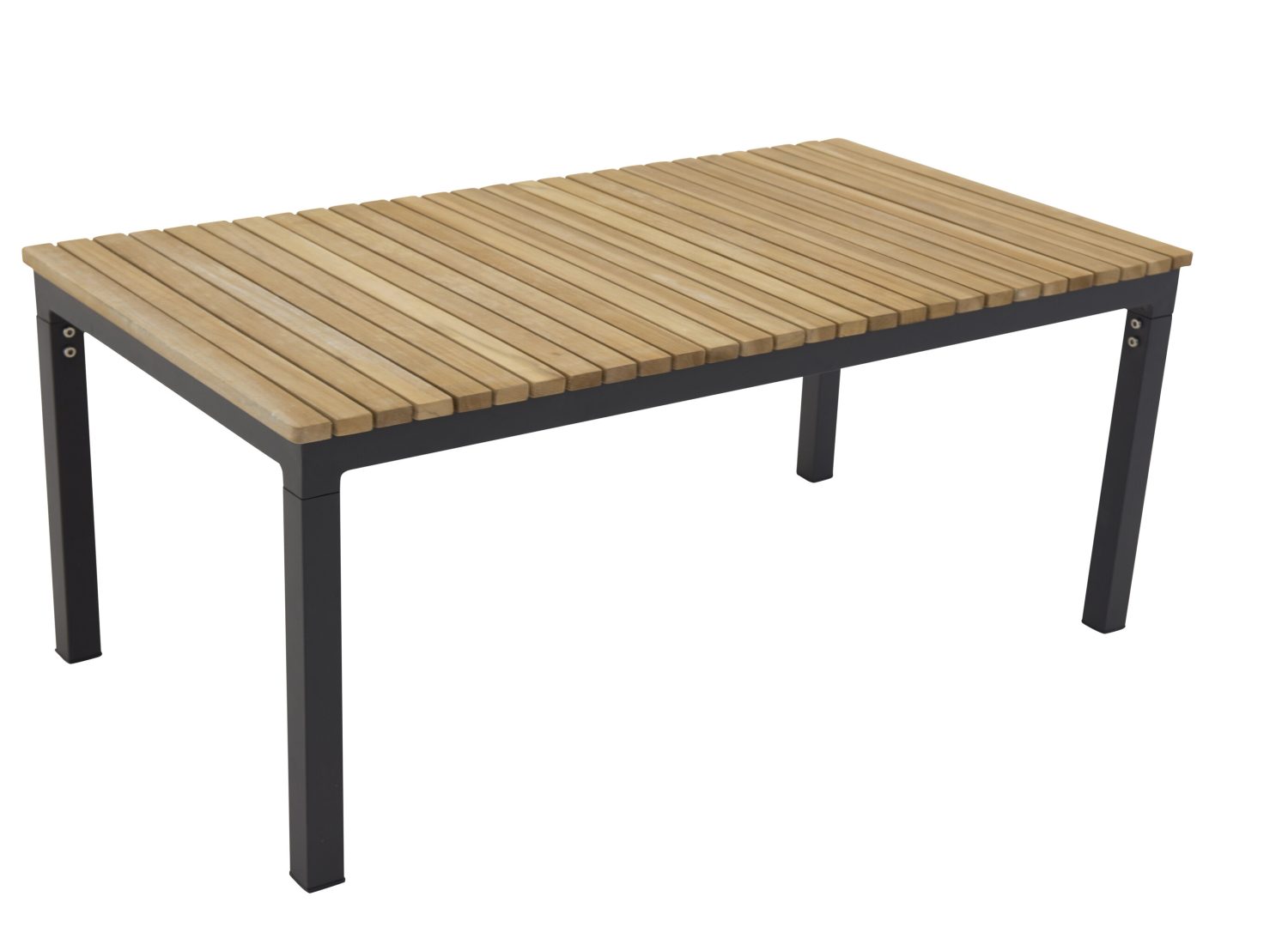 Table basse Brasilia aluminium noir 110 cm sur fond blanc