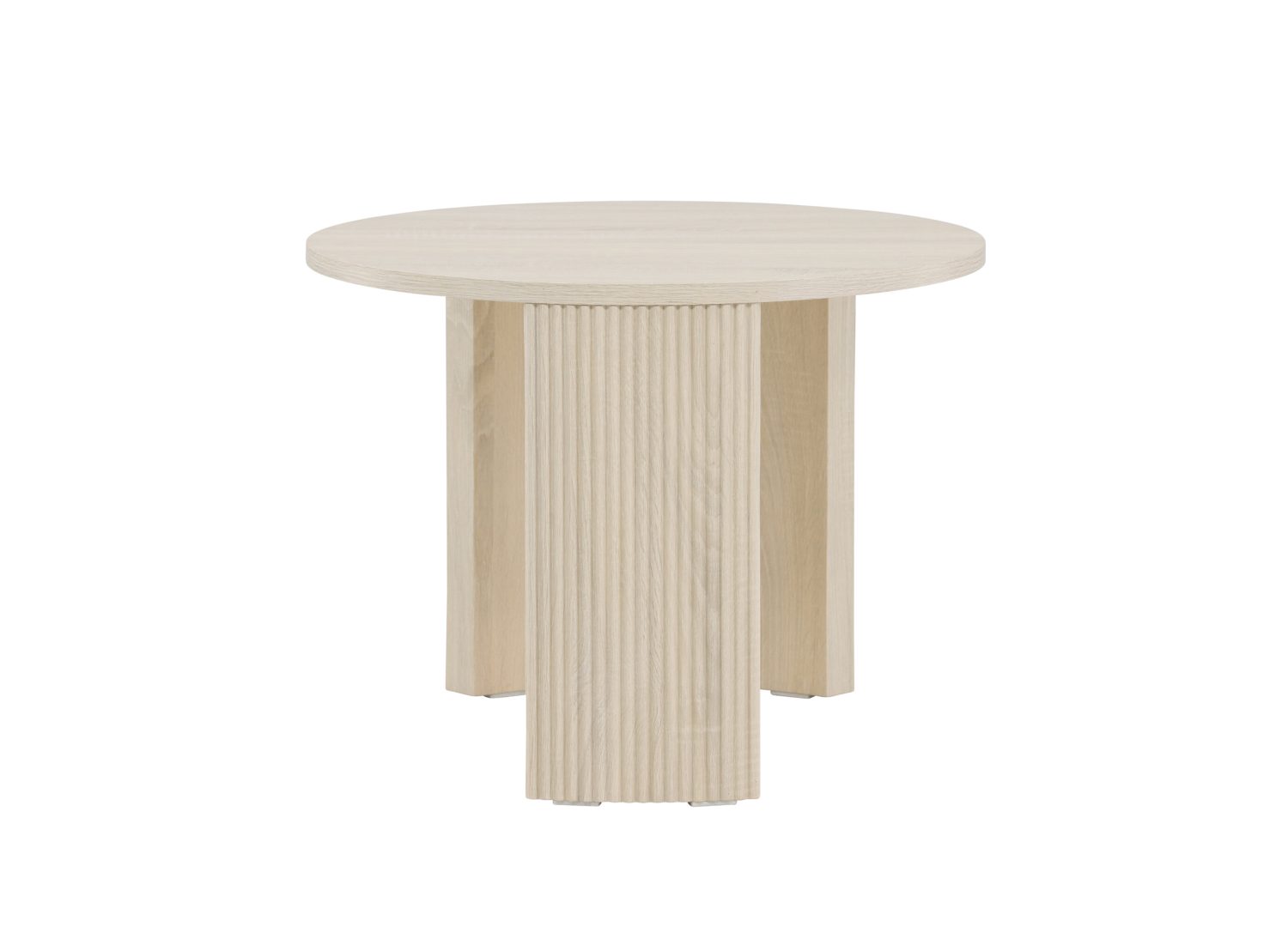 Table basse ronde Bristol MDF blanchi 60 cm sur fond blanc
