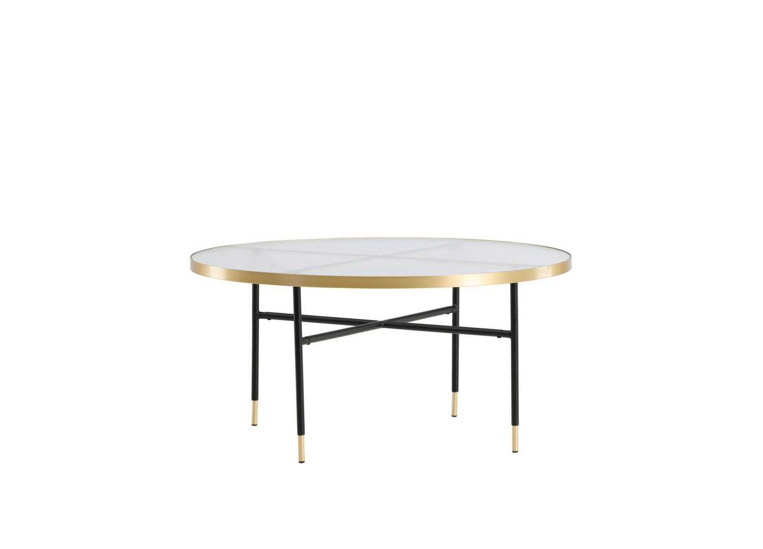 Vue produit de la table basse Bubbles doré en verre pressé